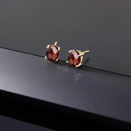 Vista 217 de Gem Stone King Aretes de oro de 14 quilates con piedra natal ovalada de 0.315 x 0.236 in Aretes de oro para mujer