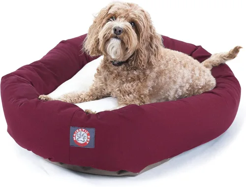 Vista 12 de Cama para perros Bagel de 40 pulgadas negra y Sherpa de Majestic Pet Products Negro