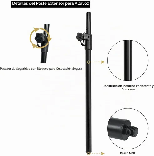 Vista 3 de Sound Town Paquete de 2 subwoofer/altavoces de altura ajustable (35-54 pulgadas) con rosca M20, capacidad de carga de 132 libras, negro (STSDA-M54B)