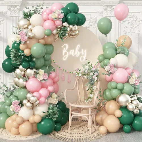 Vista 14 de Kit de guirnalda de globos negro, blanco y dorado, 115 piezas de arco de globos beige arena negro crema oro metálico con globos de papel de aluminio