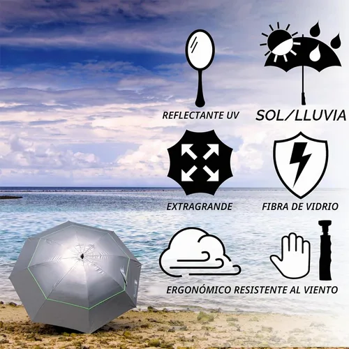 Vista 2 de SunTek Paraguas con toldo ventilado con protección UV de 68 pulgadas Negro