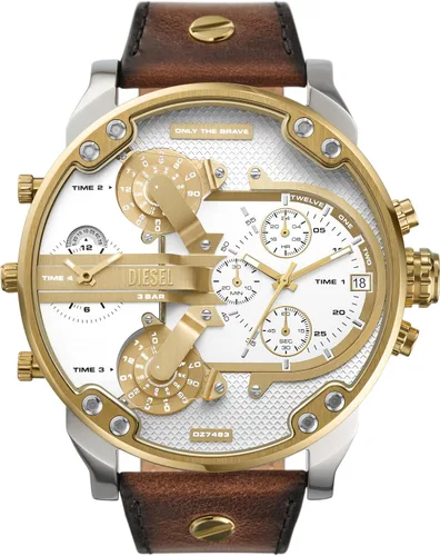 Vista 12 de Diesel Mr. Daddy 2.0 - Reloj de hombre con cronógrafo de tamaño extra grande y correa de acero inoxidable, silicona o cuero