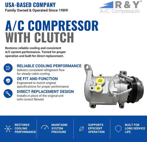 Vista 2 de RYC Compresor de aire acondicionado automotriz GG362 (2 orificios de montaje)