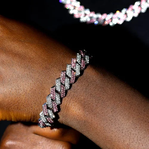 Vista 8 de loumssiy Cadena de eslabones cubanos de Miami chapada en plata para hombres y mujeres, collar cubano de Miami con diamantes para hombres, joyería