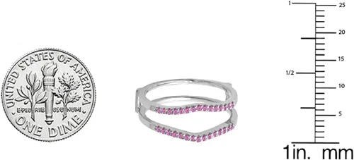 Vista 3 de Dazzlingrock Collection Round Gemstone or Diamond Wedding Enhancer Guard Ring for Women in 14K Solid White Gold