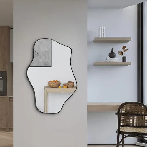 Vista 5 de Espejo de pared irregular, espejos asimétricos de 21 x 14 pulgadas, espejo moderno sin marco para pared, espejos de forma única para sala de estar