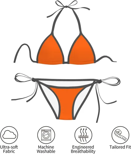 Vista 4 de Bikini triangular, de dos piezas para mujer, parte superior, acolchado, con lazo lateral, talla única