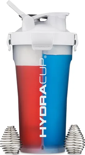Vista 5 de Hydra Cup DualShaker Pro - Botella agitadora de 32 onzas para batidos de proteínas, vaso agitador con mango y batidor de bola, botella mezcladora