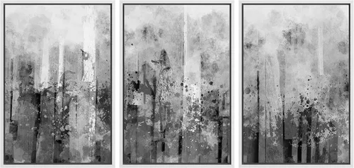 Vista 193 de wall26 Lienzo enmarcado para pared, juego de arte con trazos de pintura roja y naranja vibrante, paisaje, formas abstractas, ilustraciones, arte