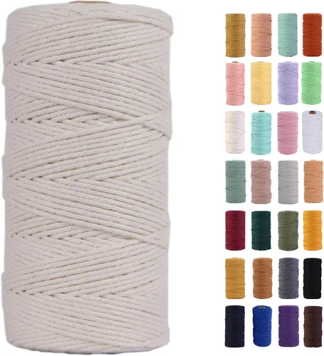 Vista 7 de Cuerda de macramé azul aire de 0.079 in x 220 yardas, cuerda de algodón colorido de algodón suave para colgar en la pared, colgadores de plantas
