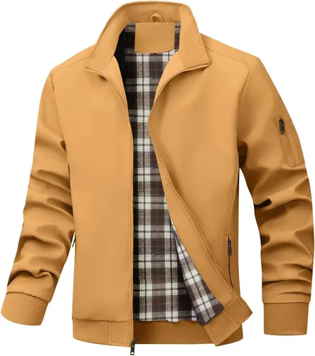 Vista 14 de Wizoat Chaqueta Bomber para Hombre Ligera Casual Cortavientos Chaquetas con Cremallera Abrigo