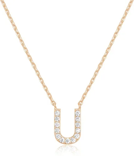 Vista 142 de PAVOI 14K White Gold Plated Cubic Zirconia Initial Necklace Letter Dainty Necklaces for Women