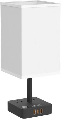 Vista 5 de cozoo Lámpara de mesa de noche con 3 niveles de brillo, lámpara de mesa regulable con puertos de carga USB C+A, 2 salidas de CA, lámpara de mesita