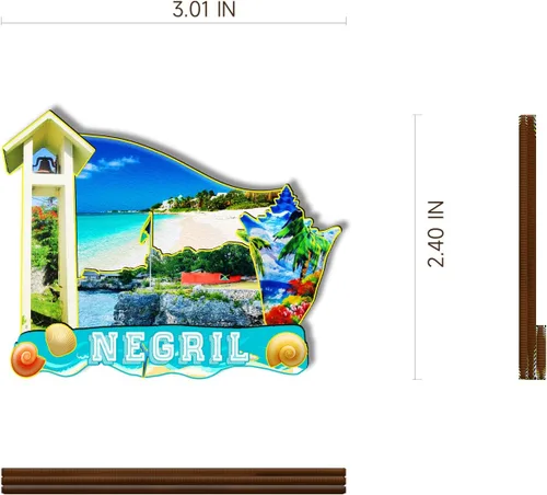 Vista 3 de Negril Jamaica - Imán de madera 3D para nevera, viajes, coleccionables, recuerdos, decoración, manualidades hechas a mano