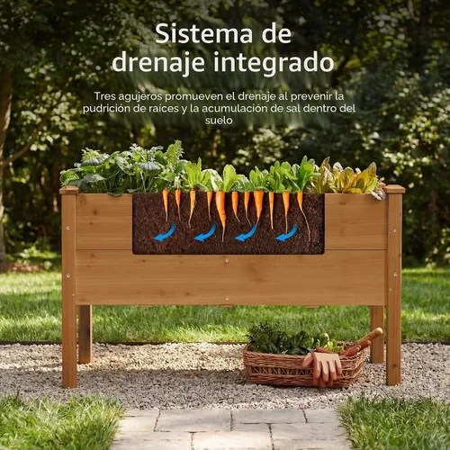 Vista 5 de Best Choice Products Cama de jardín elevada de 48 x 24 x 30 pulgadas con profundidad extra profunda de 16 pulgadas, soporte para maceta de madera