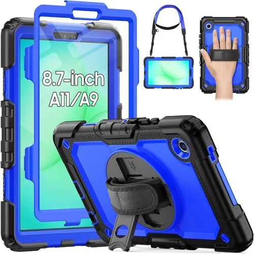 Vista 21 de HXCASEAC Funda para Samsung Galaxy Tab A9 de 8,7 pulgadas, protectora con protector de pantalla/correa de mano/soporte para bolígrafo, resistente a