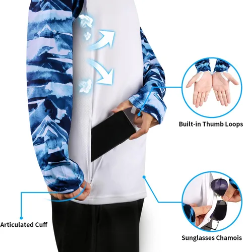 Vista 33 de Palmyth - Camiseta de pesca para hombre, con manga larga, protección solar ultravioleta FPU 50+, con bolsillo