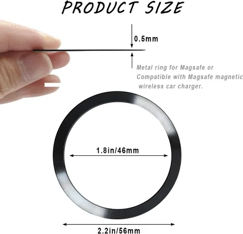 Vista 2 de 10 anillos de metal para cargador inalámbrico magnético, 2 estilos, kit de conversión de calcomanías de anillo redondo de rayas de CD ultrafinas