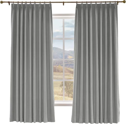 Vista 21 de Macochico Cortinas opacas de lino sintético de 52 pulgadas de ancho x 63 pulgadas de largo, panel de cortinas plisadas para dormitorio, aulas