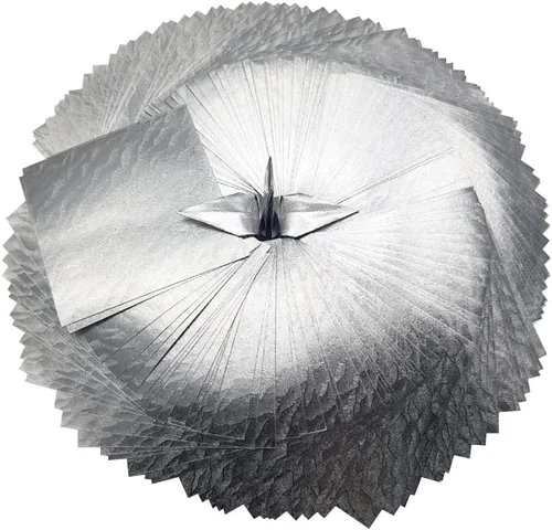 Vista 3 de Origamipolly 200 hojas de papel de origami doradas, 6 x 6 pulgadas, cuadradas, acabado metálico, perfectas para manualidades y álbumes de recortes