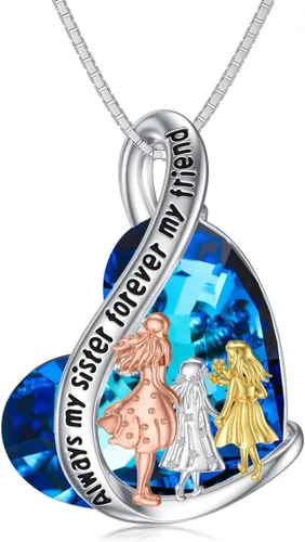 Vista 15 de Collar de plata de ley para hermanas, joyas de cumpleaños para hermanas y amigas