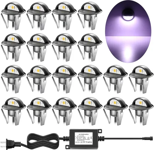Vista 8 de Luz LED para escaleras, bajo voltaje, impermeable, IP65, para exteriores, 1-2/5 pulgadas, de madera empotrada, iluminación LED de terraza, patio