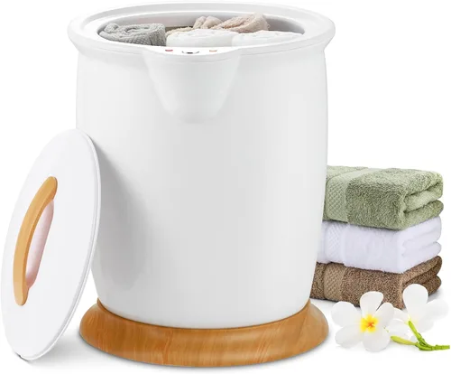 Vista 10 de WELLHUT Calentador de toallas calientes de 21 litros, calentadores de toallas de baño con soporte para fragancia, función de aislamiento, Gris
