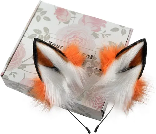Vista 2 de Fox Tail - Diademas de orejas, guantes de garras y cinturones de colita de diferentes animales para fiestas de disfraces, fiestas de Haloween