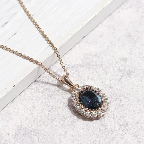 Vista 5 de Collar con colgante de cristal de Swarovski en forma ovalada, joyería de moda para mujer, Cristal, cristal