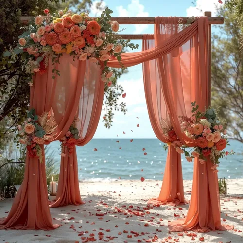 Vista 42 de Cortinas de telón de fondo transparentes para arco de boda de 28 pulgadas x 19 pies Negro