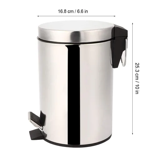 Vista 9 de Pomya Bote de basura de acero inoxidable de 3 litros con pedal escalonado para el hogar, contenedor de basura para inodoro, baño, cocina, sala