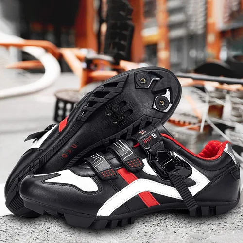 Vista 2 de Bucklos zapatos de ciclismo de montaña con tacos de los hombres MTB zapatos de ciclismo SPD compatibles Spin zapatillas de deporte de bicicleta