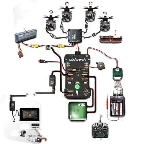Vista 3 de Readytosky Pixhawk PX4 Controlador de vuelo Pixhawk 2.4.8 32 Bit tablero de control de vuelo+interruptor de seguridad+zumbador+divisor I2C módulo