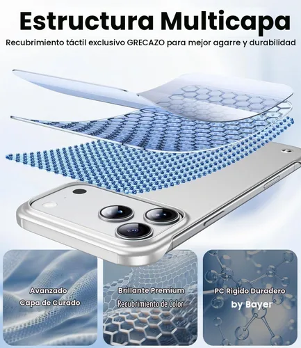 Vista 4 de GRECAZO Magnetic Frosted Frameless Case for iPhone 17 Pro Max, Silvery Tono plata