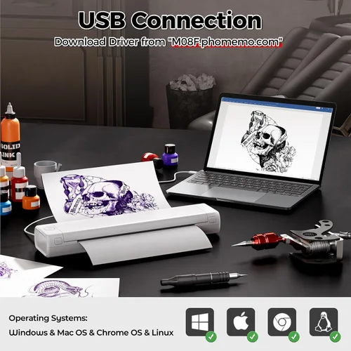 Vista 12 de Zoolion Impresora de plantillas de tatuaje M08F para tatuadores