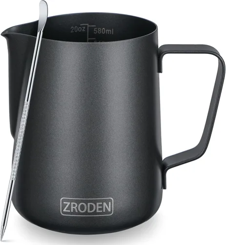 Vista 12 de Jarra de espuma de leche, jarra de vapor de café espresso de 12 onzas, accesorios para máquina de café capuchino de acero inoxidable, herramientas