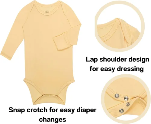 Vista 2 de Body para bebé con puños de manopla, rayón hecho de bambú, pijama de manga larga para niños y niñas