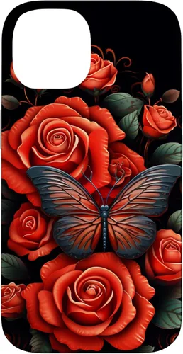 Vista 4 de Cute Butterfly Red Floral Flower Butterfly Rose Case for iPhone 17