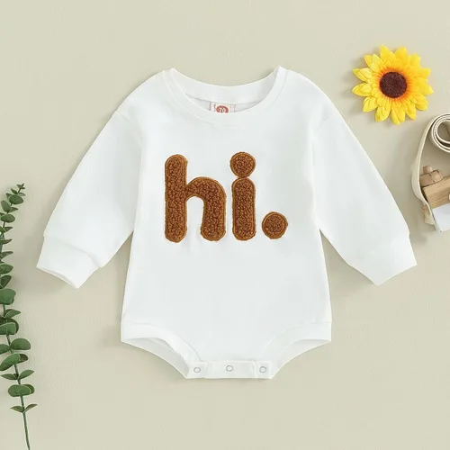 Vista 2 de VISGOGO Sudadera de gran tamaño para bebé niño y niña, mameluco de manga larga con bordado