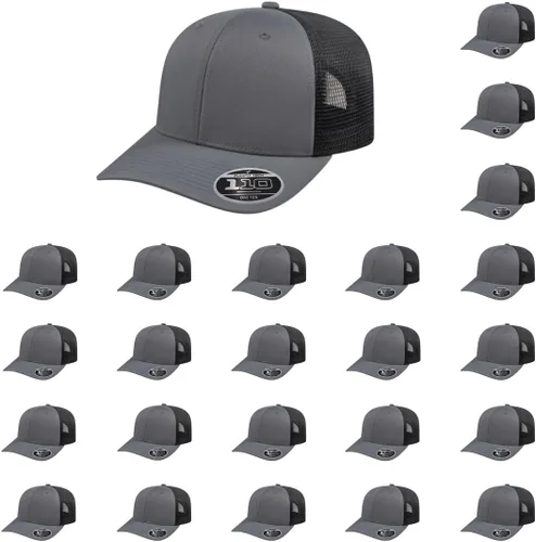 Vista 118 de Cap America i8502 Flexfit 110 Premium - Gorra de camionero de perfil medio con 6 paneles de malla trasera con protección UV y cierre ajustable