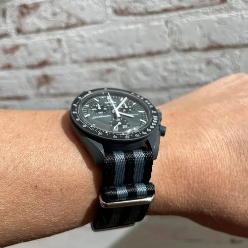 Vista 4 de Correa de reloj para Omega X Swatch Moonswatch Correa de reloj Speedmaster 20MM de liberación rápida de goma de repuesto