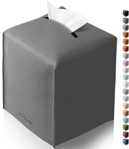 Vista 38 de Funda cuadrada para caja de pañuelos de piel sintética moderna para decoración creativa, paquete de 2, ideal para baños, oficina, coche, mesita