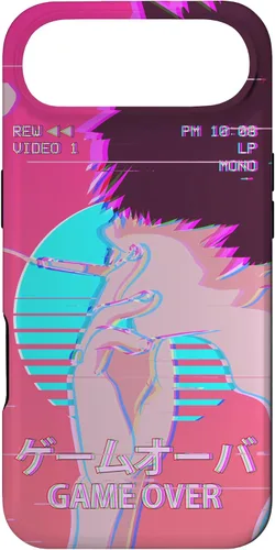 Vista 27 de Funda retro para iPhone 16 Vaporwave Aesthetic Emo Anime Boy Sad Game Over Lofi