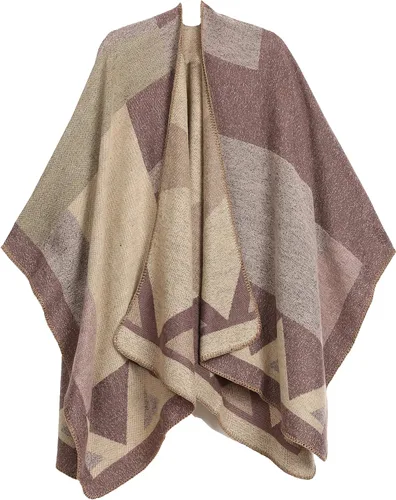 Vista 17 de Sakkas Mari - Poncho grande reversible para mujer, chal envolvente Negro