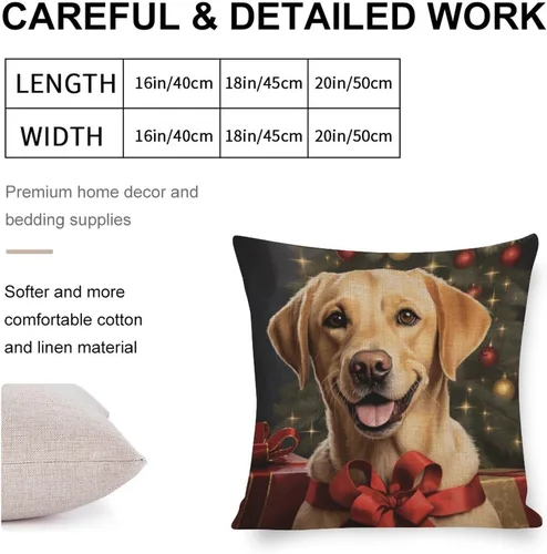 Vista 2 de Funda de almohada estampada con retrato de laboratorio de raza de perro amarillo serio, labrador retriever, fundas de cojín amarillas de laboratorio