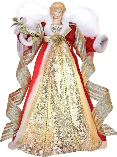 Vista 9 de Valery Madelyn - Decoración iluminada para árbol de Navidad con ángel con temporizador, decoración de ángel pequeño de 12 pulgadas de tela azul