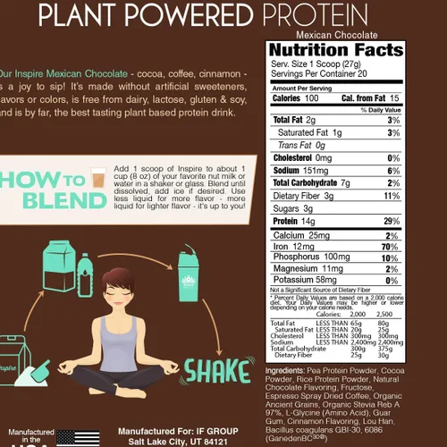 Vista 2 de Bariatric Eating Inspire - Polvo aislado de proteína a base de plantas, 0.49 oz, chocolate mexicano
