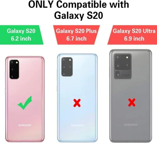 Vista 2 de Funda para Samsung Galaxy S20 (no compatible con Galaxy S20 FE/Plus/Ultra), con protector de pantalla de TPU flexible autorreparable [2 paquetes]