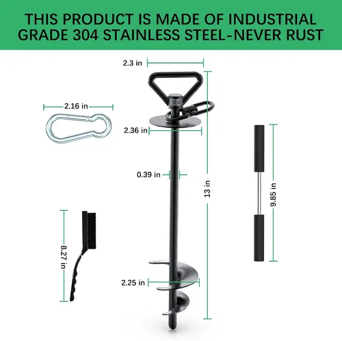 Vista 5 de TOMBABY Estaca de amarre para perros - Resistente de acero inoxidable 304, corredor para perros, anclaje de suelo con giro de 360° y antienredos