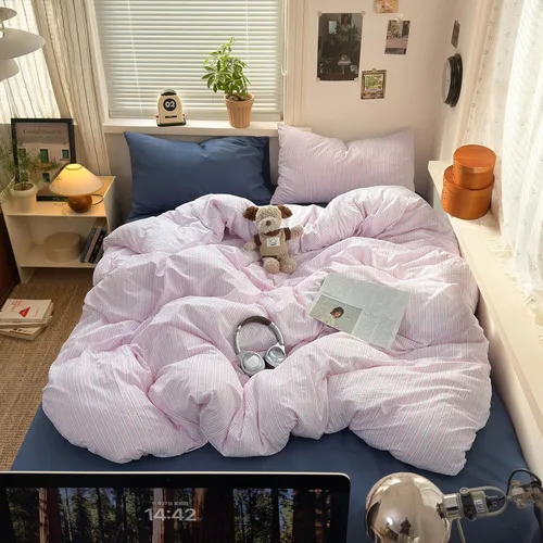Vista 8 de mixinni Juego de funda de edredón de algodón floral para niñas y adolescentes, con lazos de cremallera, fácil cuidado, ultra suave y transpirable